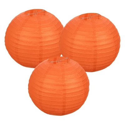 3Pcs Decorative Hanging Round Paper Lanterns 30cm/12", Orange Red