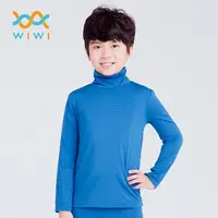 在飛比找蝦皮商城優惠-【WIWI】MIT溫灸刷毛高領發熱衣(翡翠藍 童70-90)