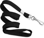 MIFFLIN Flat Lanyards for ID Badges (Black, 91 cm, 5 Pack), Comfortable Neck Straps
