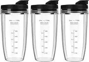 3-Pack 24oz Cups and Lids Fits for Ninja blender