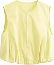 [Generic] Women's Spring/Summer Sweet Folding Round Neck Waistcoat