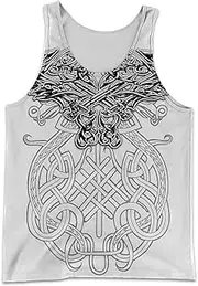 [yayoitimes] Norse Mythology Celtic Dragon Vest, Summer Viking 3D Digital Printed Quick-Drying Pagan Sleeveless T-Shirt