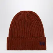 [Needles] Rust-coloured ribbed wool bonnet One size Orange