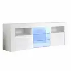 New TV Cabinet Entertainment Unit Stand RGB LED Gloss Furniture 145cm White