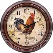 VIKMARI Rooster Wall Clock Vintage Silent Non Ticking Unusual Clock, Large 12 Inch for Kitchen Living Room Bedroom Office Home