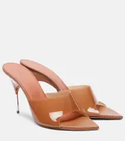 [Amina Muaddi] Amina Muaddi Bianca Glass 95 mules AU 7 brown