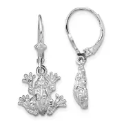 Sterling Silver De-Ani Rhodium-Plated Polished Frog Leverback Earrings