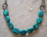 Dyrberg Kern Leather Necklace Purnima Shiny Silver/Turquoise