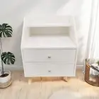 2x Bedside Table Bedroom Nordic Warm White 2 Drawers Wooden Legs Modern De -47x2