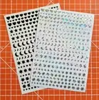 600 Nail Art Stickers Holographic Silver & Shiny Black Assorted Designs