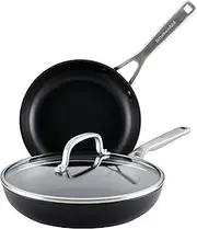 [KitchenAid] Hard Anodized Induction Nonstick Frying Pans/Skillet Set, 3 Piece - Matte Black