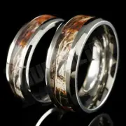 Titanium RealTree Forest Wood Oak Camo Men Womens Band Ring Comfort Fit 6MM 8MM