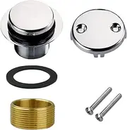 Bathtub Stopper with Two-Hole Overflow Faceplate, Chrome Color Copper Tub Drain Kit, Replacement Plug for Home and Hotel