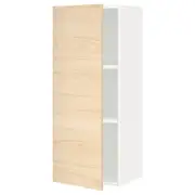 METOD wall cabinet with shelves, white/Askersund light ash effect, 40x37x100 cm