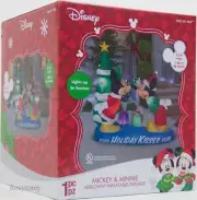 Christmas Disney 5.5 ft Mickey Minnie Mouse Mistletoe Scene Airblown Inflatable