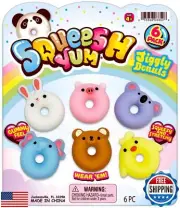JA-RU Mini Mochi Squishy Animals (1 Pack) Cute Jiggly Donut Squishies for Kid