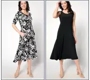 NWT ATTITUDES BY RENEE TALL COMO JERSEY SET/2 MIDI DRESSES, BLACK/FLORAL, MEDIUM