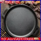 Cast Iron Skillet Pan Pizza Pan Non-Stick Kitchen BBQ Camping Fry Pan (35cm)