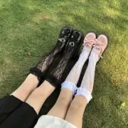 Sexy Lace Mesh Fishnet Socks Transparent Stretch Knee High Thin Women Stockings