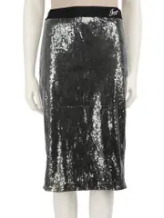 Silver Sequin Knee-length Skirt