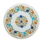 18" white Marble corner / side end handcrafted pietra dura Table Top