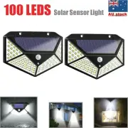 2PCS 100 Led Solar Sensor Light Motion Detection Security Outdoor Garden Lamp