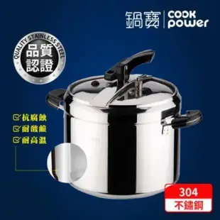 【CookPower 鍋寶】義大利式快鍋12L(12L快鍋含蓋*1+玻璃鍋蓋*1+蒸盤*1+蒸架*1) IH/電磁爐適用