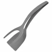 Spatula Made of Nylon with Non-Stick Coating for Pancakes, Hamburgers, EggsTurners Grip and Flip Spatula Bread Tongs-Grey