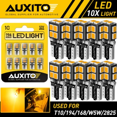 10 AUXITO Amber Yellow 168 921 194 License Side Marker Light Canbus LED Bulb 14E