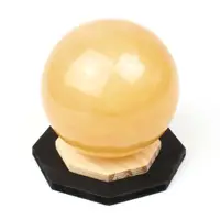 在飛比找momo購物網優惠-【開運工場】70mm黃冰晶水晶球原木八卦擺飾組