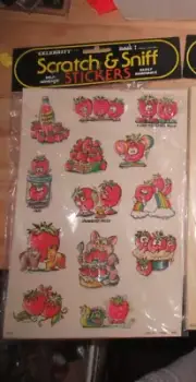 Vintage Mark 1 Celebrity Scratch Sniff Stickers Strawberry 2 sticker missing NEW
