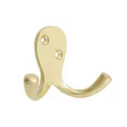 Zenith 30mm Brass Plated Double Robe Hook