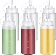 16oz Condiment Squeeze Bottles: U-Taste Sauces Bottle with Twist on Caps and Measurement, Leakproof Squirt Reusable Plastic Oil Container Dispenser for Ketchup, BBQ, Grilling, Salad (Pack of 6)