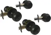 2 Entry Entrance with Deadbolt Black Door Lock Locks Knob round knobs Keyed