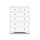 AMBROSE ACACIA TIMBER 6 DRAWER TALLBOY CHEST OF DRAWERS WHITE