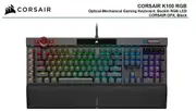 Corsair K100 RGB, Cherry Corsair OPX Switch, AXON 44-Zone RGB, PBT Double-Shot Keycaps, Black, Mechanical Gaming Keyboard