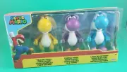 2022 JAKKS Pacific Super Mario Yoshi Figure 3Pack Yellow Purple Light Blue NIP