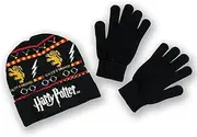 [Bioworld] Harry Potter Gryffindor Kids Hat & Glove Set Combo, Black, One Size
