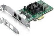 Dual Gigabit NIC Intel 82576 2x RJ45 PCIe X1 Low Profile 2-Pack Win/Linux