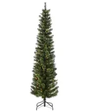 Sterling Tree Company 7.5ft Hard Mixed Needle Cashmere Pencil Tree With 200 Clear Lights
