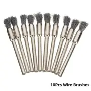 10pcs Mini Wheel Cup Steel Wire Brush Set 1/8" (3mm) Shank Dremel Rotary Tools