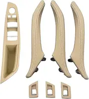LHD RHD Left Right Hand Driver Interior Door Leather Pull Handle Assembly, for BMW, for 5 Series F10 F11 F18 520i 523i 525i 528i 535i 2010-2017 Vehicle Interior Handle Cover(LHD Beige)