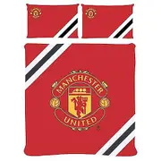 Manchester United FC Core Stripe Duvet Cover Set Red/Black Double