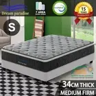 Dream Paradise Single Mattress *7 Zone Pocket Spring Mattress Foam Euro Top 34cm