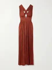 [Ulla Johnson] Ulla Johnson - Veda Plissé-satin Gown - Brick - US6 US 6 Red