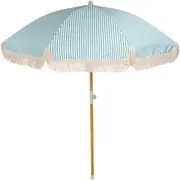 Billy Fresh Vintage Beach Umbrella, Sage Green/White