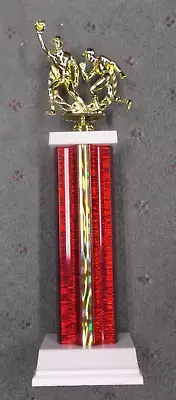 action male baseball wreath red column trophy weighted white base