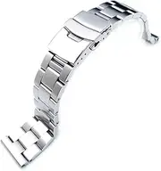 [20mm Metal Band by MiLTAT] 20mm Solid 316l Stainless Steel Super-O Boyer Straight End Watch Band, Classic