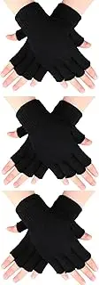 [SATINIOR] 3 Pairs Women Fingerless Gloves Winter Half Finger Knit Gloves for Women Men