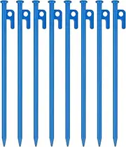 RIY 8 Pack Tent Stakes Heavy Duty 12 inch Steel Pegs for Camping Unbreakable and Inflexible-Blue (A-30CM-Blue)